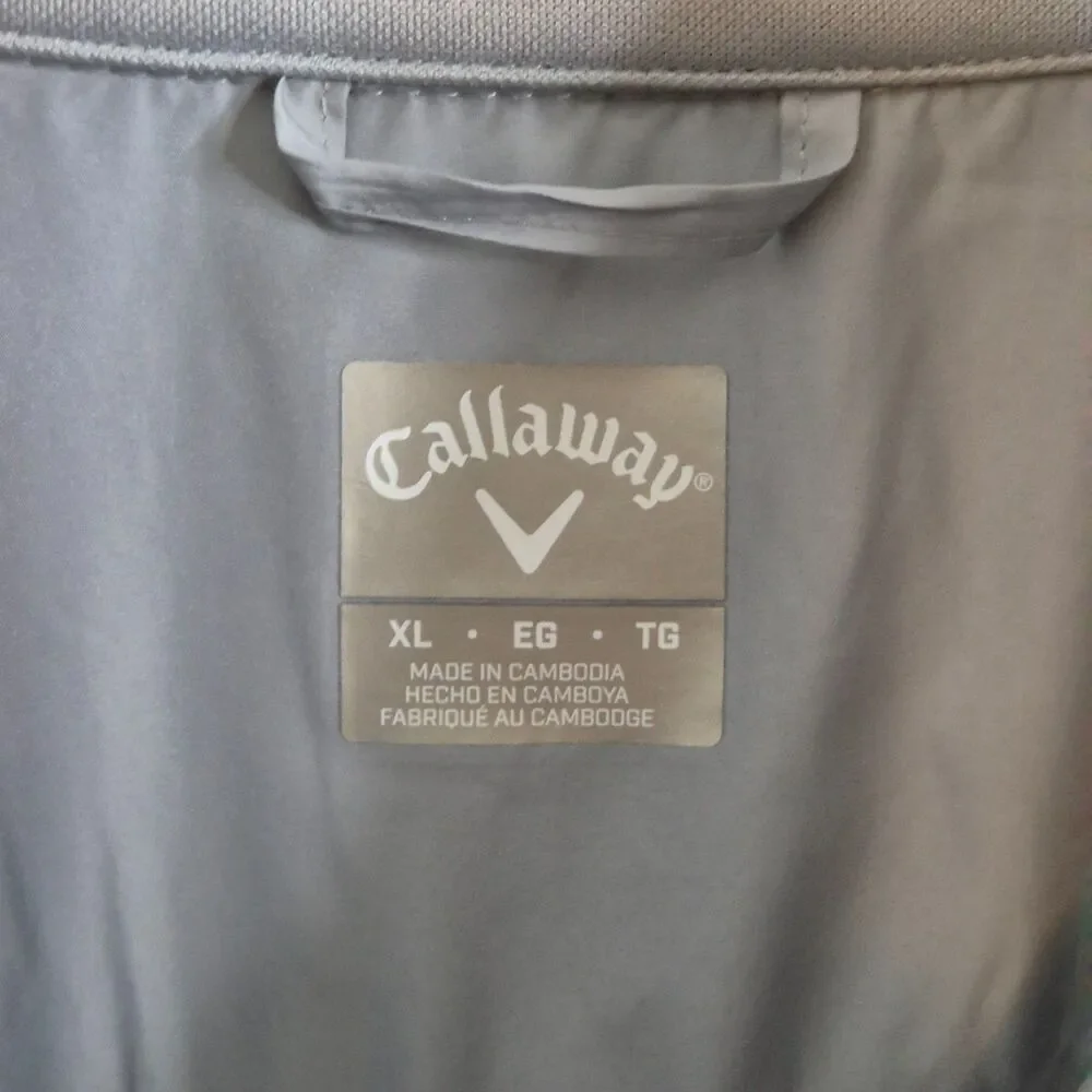 Callaway Mens XL Gray Tradewinds Quilted Golf Vest UPF 50 Full Zip NWT